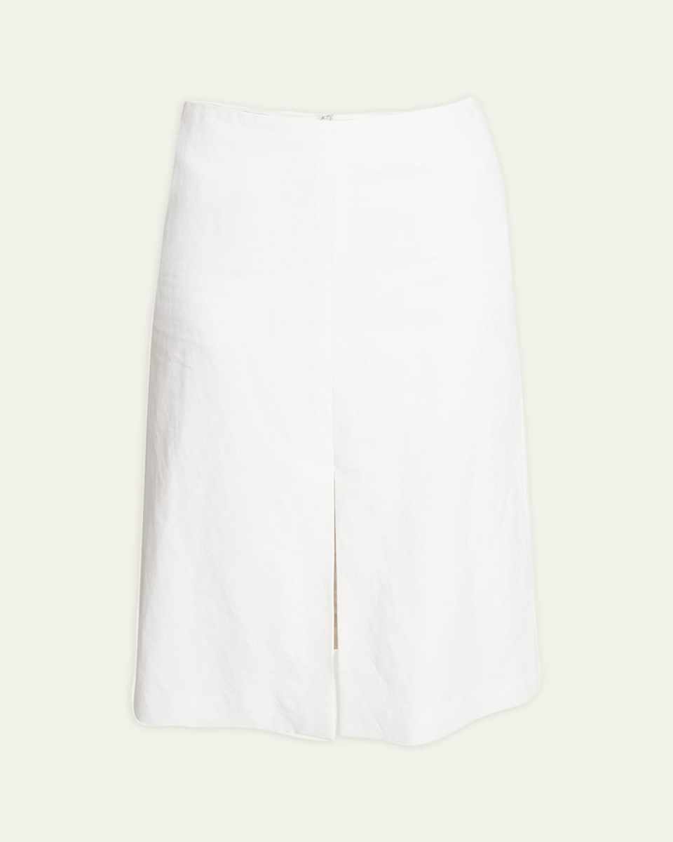 Slit-Hem A-Line Midi Skirt